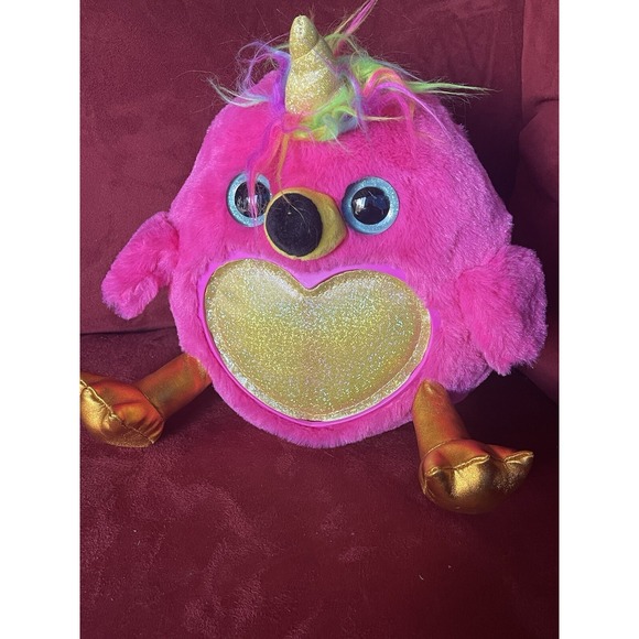 Zuru Inc. Bird Unicorn Plush Toy Sparkles Rainbow Hair Pink Yellow Stuffed Anima - Picture 1 of 8